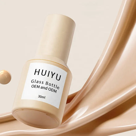 30ml Fine Luxury Round Foundation Bottle Lotion Skincare Serum Pump Glass Bottle for Essential Oil and Liquid Foundation
