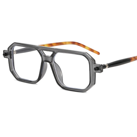 2022 Classic Retro Men's Square Sunglasses Gray Frame Clear Vintage Shades Hip Hop Style PC Material