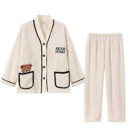 Luxury Women Winter Sleepwear Cutting Pattern Women Pajamas Set New Winter Home Wear for Ladies