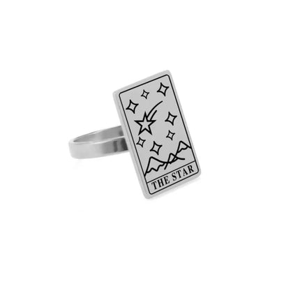 Minimalist Hot Sell Sun Moor Star Heart Ring Tarot Card Ring Stainless Steel Rings for Men & Women