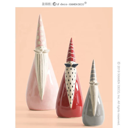 Handmade Customized Indoor Ceramic Craft Red Santa Figurine Sets Christmas Table Decorations Difdeco