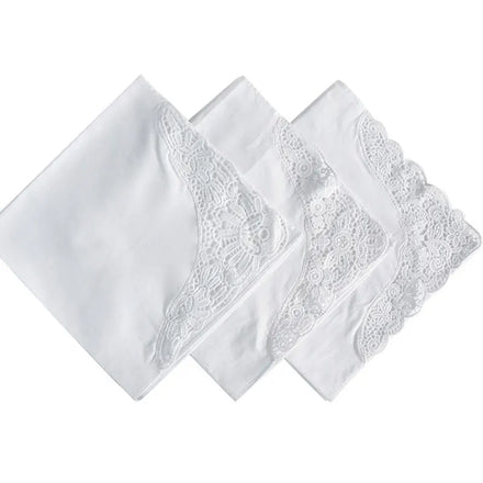 HZO-22056 White Premium Cotton Lace Handkerchiefs Crochet Hankies Women/ladies Wedding Gift