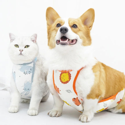 Teddy Corgi Golden Hair Cute Tiger Pattern Belly Protection 100% Cotton Dog Vest Spring Summer Housewear