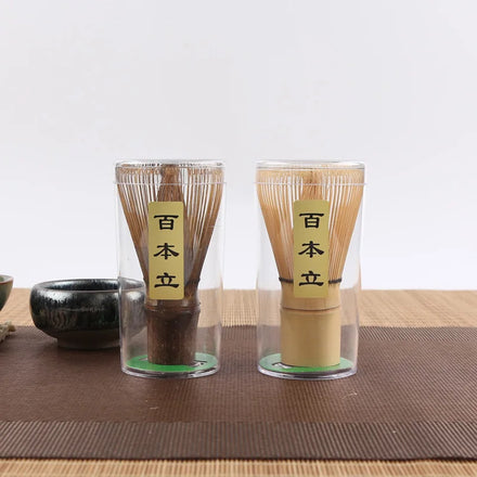 Wholesale Bulk Manufacture Handmade Dark 100 Prongs Chasen Bamboo Matcha Whisk Scoops with Customize Logo Green Tea Powder Brush