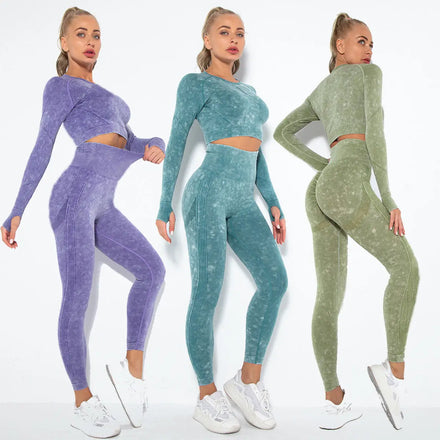 RUIQUWIN Wholesale 2 PCS Gym Sets Seamless Women's Yoga Workout Fitness Clothing Push up Leggings Sports Yoga Wear