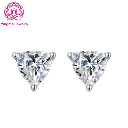 Fine Jewelry 5mm Trillion Cut 925 Sterling Silver VVS Diamond Moissanite Stud Earrings for Women