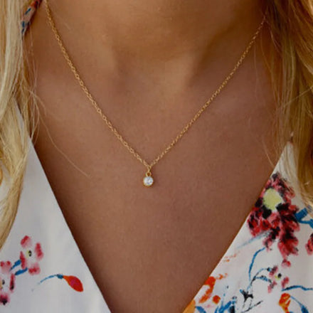 Fashion Crystal Pendant Choker Necklace Simple Zinc Alloy Link Chain Gold Plated Necklace for Women Jewelry