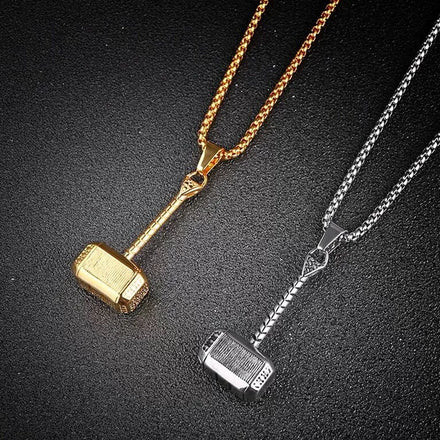 Fashion Arrow Necklace Vintage Power Hammer Necklace 18k Gold Plated Spearpoint Arrowhead Pendant Necklace for Men