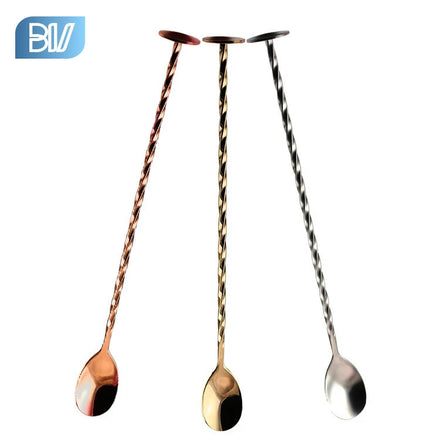 Long Gold Colored Cocktail Spoon Bartender Tool Stainless Steel Bar Mixing Spoon