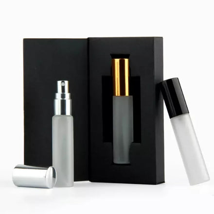 Cheap Price Refillable Frosted Glass Bottle with White Black Color Boxes 10ml 5 ml Perfume Atomizer with Box