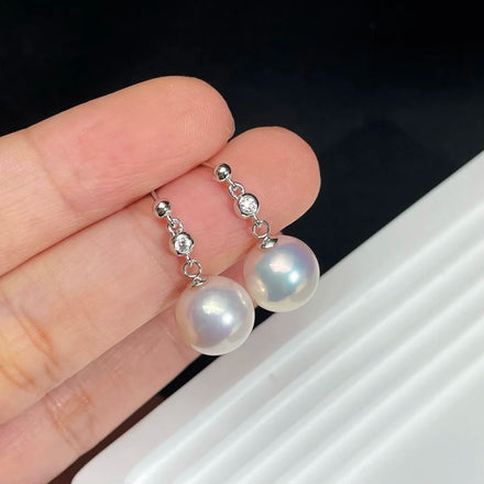 Semi-finished 18K Accessories Yellow Gold White Gold Natural Pearls Set Earrings White Black Pearls Jewelry Gift for Women