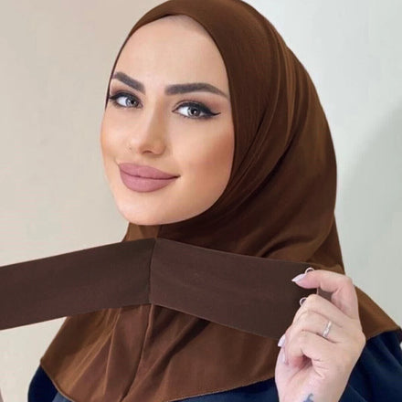Malaysia Hot Selling Lightweight Soft Solid Color Islamic Instant Hijabs Muslim Women Niqab Shawls Wraps Easy Scarf With Snaps