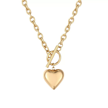 New Arrival Minimalist Chunky Heart Necklace Brass Love Heart Pendant Necklace