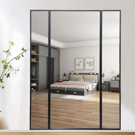 Vintage Large Black Framed Dressing Room Mirror 3-Way Full Length Foldable Miroir Espejo Spiegel