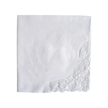 HZO-22056 Wholesale Soft White Lace Handkerchiefs Cotton Embroidery Hankies Bridal Women Ladies Wedding Holiday Gift