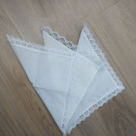 HZO-22057 White Lace Handkerchiefs Cotton Hankies Suitable for Embroidery or Printing Women Wedding Holiday Gifts Handkerchief