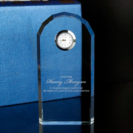 Anniversary Giveaways Souvenirs Gift Business Office Crystal Glass Table Clock Custom Logo