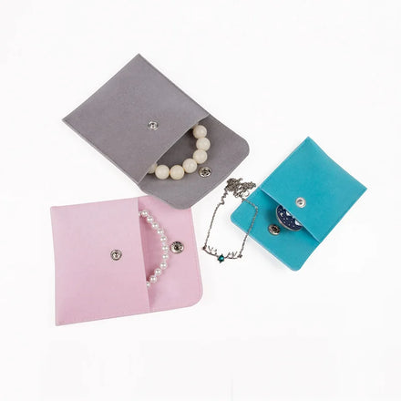Flap Bag Velvet Customized Logo Jewellery Storage Packaging Envelope Jewelry Pouches With Button