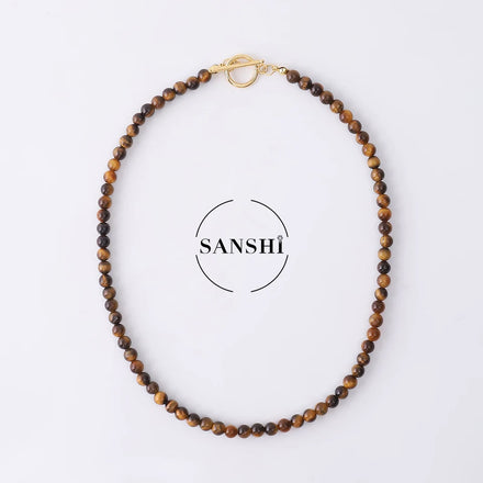 Custom Length Natural Stone Bead Necklace Light Luxury Colorful Natural Beads Necklace