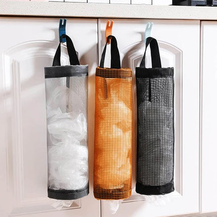 Kitchen Wall Mounted Plastic Bag Removable Household Shopping Bag Net Bag Home Garbage Organizer