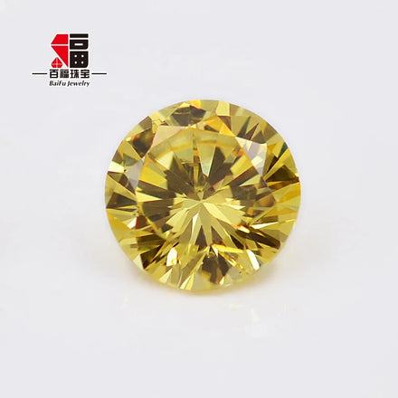 Baifu 5A Quality Yellow CZ Round Brilliant Cut 1.0-3.0mm Cubic Zirconia Loose Stones for Jewelry Making