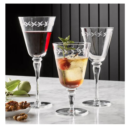 High Quality Customized Engraved Elegant Transparent Crystal Luxury Handmade White Red Wine Glasses Vintage Etched Water Goblets