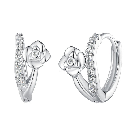 Fashion 925 Sterling Silver Zircon Wreath Hoop Earrings Jewelry for Women Fashion Jewelry Earrings Wedding Gift BSE752