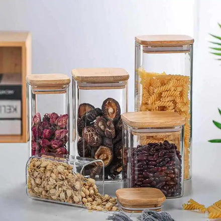 Food Grade Glass Jar Boreal Europe 50ml 100ml 200ml 300ml 500ml 750ml 1000ml Glass Storage Acacia Wood Cover Canning Jars