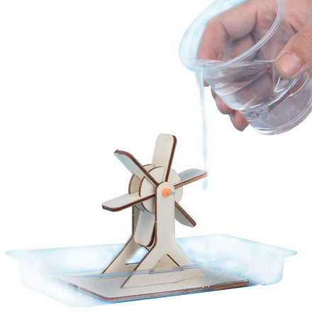 Creative DIY Wooden Mini Waterwheel Model Stem Educational Kids Toy Assembly Invention