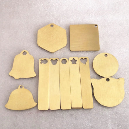 1.5mm Thickness Solid Brass Pet Dog Cat ID Tags Custom Engraved Restaurant Hotel Key Ring Keychain Blank Tags Plate