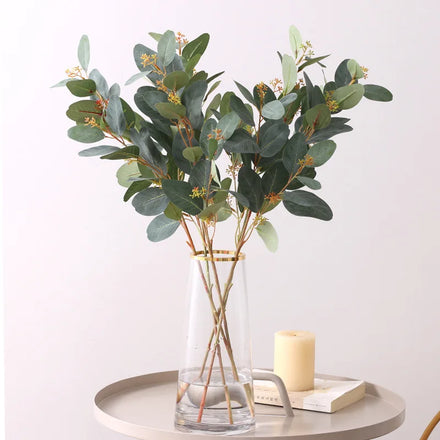 M924 Home Decor Money Leaf Artificial Eucalyptus Leaves Stem Branch for Wedding