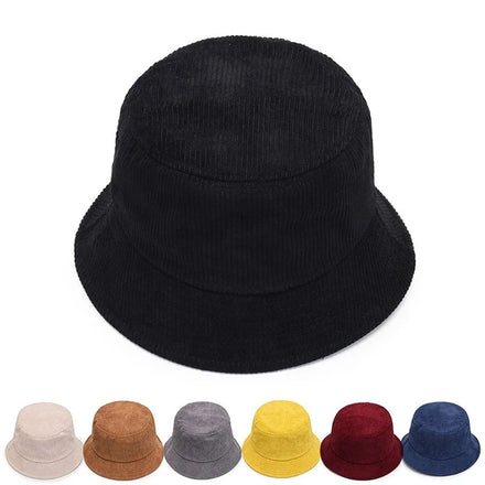 Spring Autumn Corduroy Bucket Hat Solid Color Women Men Fisherman Hat Hip Hop Cap Foldable Bob Panama Fishing Cap