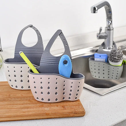 Home Storage Drain Basket Kitchen Sink Holder Adjustable Soap Sponge Shelf Hanging Drain Basket Bag Kitchen Accessories