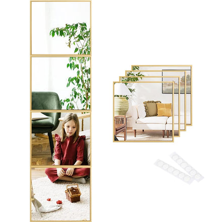 Luxury Gold Geometric Diamond Wall Mirror Set of 4 | Elegant Wall Accent