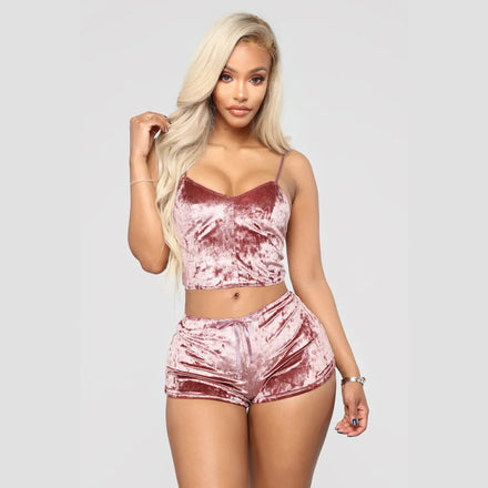 Lounge Wear Women Lingerie Set Women's Velvet Sleepwear Summer Latest Sexy Pajamas for Women Set