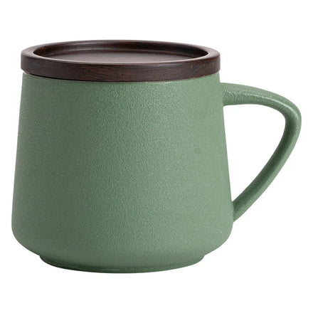 Ceramic Mugs with Wooden Lid Milk Coffee Mug