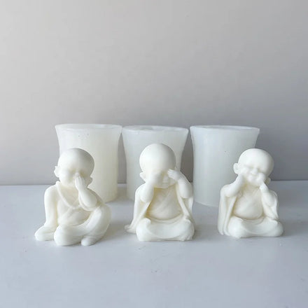 DM617 DIY Little Novice Monk Candle Silicone Mold Epoxy Resin Car Mounted Ornaments Diffuser Stone Mould