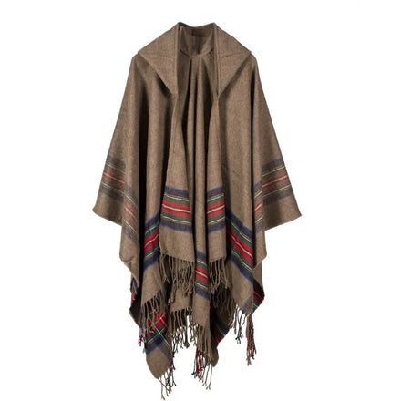 New Designer Plus Size Pashmina Cardigans Blanket Shawls Sweater Warm Cloak Tassel Poncho Cape With Hood