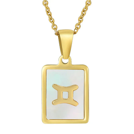 New White Shell Tarnish Free 18K Gold PVD Plated Astrology Gold Necklace Zodiac for Women Girls