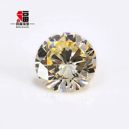 Wholesale Baifu Light Yellow CZ Stones Round Cut 1.0mm-3.0mm 3A 5A Grade Canary Loose Cubic Zirconia Gemstones
