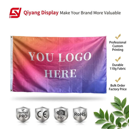 Hot Sale 3x5ft 90x150cm Digital Printing 100D Polyester Outdoor Promotional Advertising Large Size 6x10ft Custom Flags
