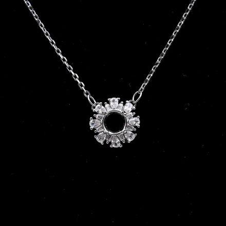 Sterling Silver 6*6mm Semi Mount Necklace Empty Frame Blank Support Setting S925 Base Holder Without Center Stone for DIY Inlay