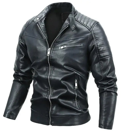 Men Fashion Motorcycle Stylish Leather Jacket Classic Custom Black Slim Leather Zipper Jackets Coats