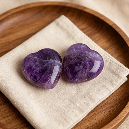 25mm Natural Amethyst Heart Crystal Polished Gemstone Healing Love Energy Chakra Reiki No Hole Stone Jewelry Making