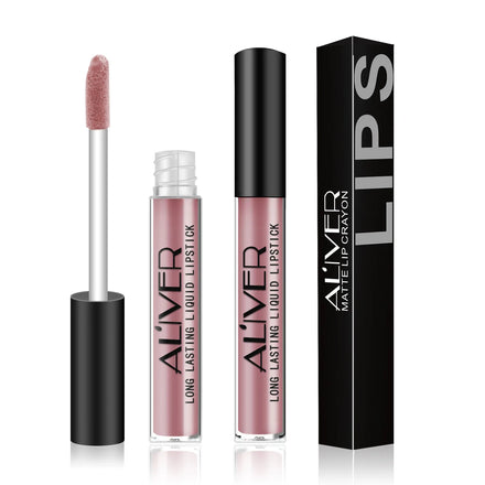 ALIVER 12 Colors Wholesale Private Label Matte Shiny Natural Makeup Lip Gloss