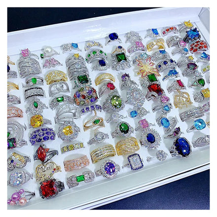 European American Popular Fine Jewelry Rings Light Luxury Colorful Zircon Rings Exquisite Versatile Rings for Girls