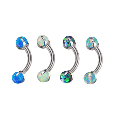 G23 ASTM F136 Titanium Internally Threaded 14G Opal Zircon Curve Banana Navel Belly Cluster Belly Button Rings Piercing