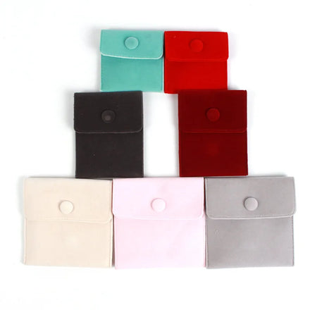 Custom logo Printed Mini Envelope pink Blue Velvet Jewelry Pouch and Packaging Gift Bag With Button