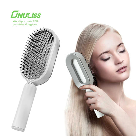 Custom Logo 3D Air Cushion Nylon Self Cleaning Hair Brush One Key Click Detangling Brush for Natural Hair