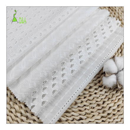 100% Cotton Voile Embroidered Fabric Woven Floral Eyelet Embroidery for Women Girls Plain Style From Manufacturer for Boys